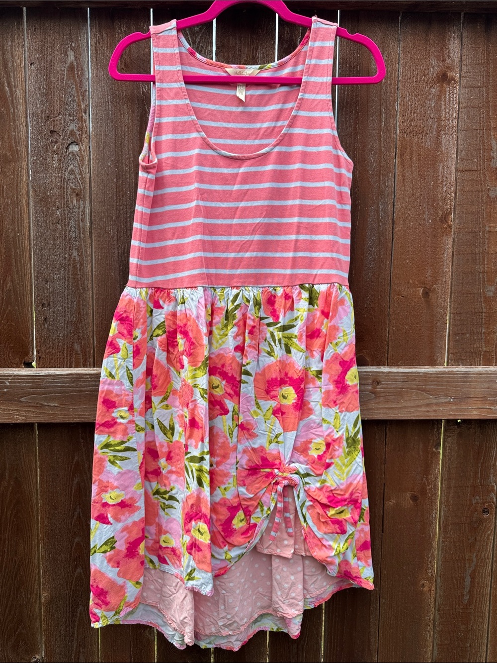 Matilda Jane Pink Striped Tank Dress with Vibrant Floral Skirt